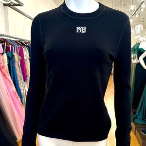 ALEXANDERWANG.T
Black logo stretch-knit jumper